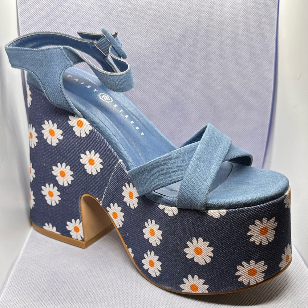 DOLLS KILL DENIM DAISY PLATFORM MULES